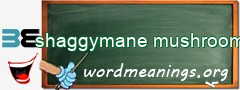 WordMeaning blackboard for shaggymane mushroom